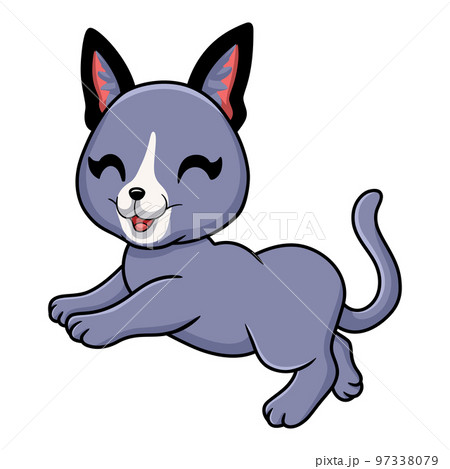 Cute russian blue cat cartoonのイラスト素材 [97338079] - PIXTA