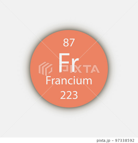 Francium symbol. Chemical element of the periodic table. Vector illustration. 97338592