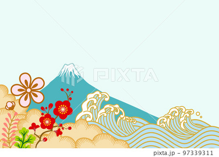 日式背景素材富士山和日本傳統風景-插圖素材[97339311] - PIXTA圖庫