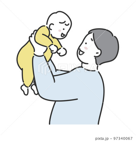 赤ちゃんを抱っこするお父さんのイラスト素材 赤ちゃんを抱っこするお父さんのイラスト素材 97340067