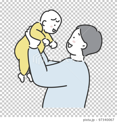 赤ちゃんを抱っこするお父さんのイラスト素材 赤ちゃんを抱っこするお父さんのイラスト素材 97340067