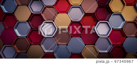 metal hexagon shapes geometric background. 97340967