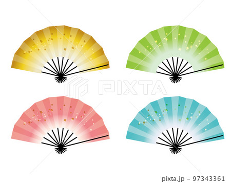 シンプルな扇子のイラストセット素材 シンプルな扇子のイラストセット素材 97343361