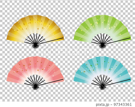 シンプルな扇子のイラストセット素材 シンプルな扇子のイラストセット素材 97343361