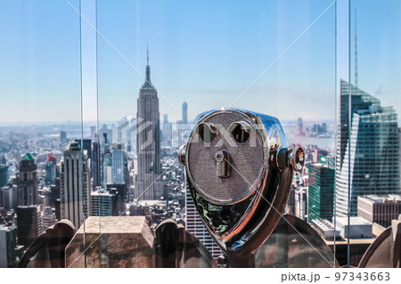 New York, view point telescope from Rockfeller Building New York, view point telescope from Rockfeller Building 97343663