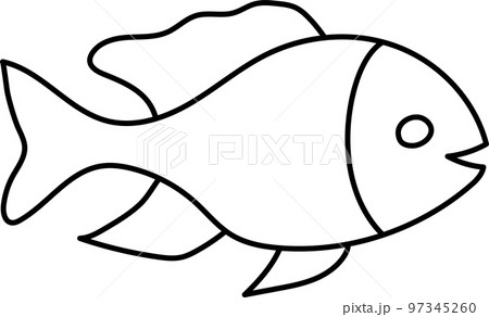 isolated flat black outline of a fish isolated flat black outline of a fish 97345260