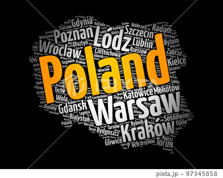 List of cities and towns in Poland, map word cloud collage, business and travel concept background List of cities and towns in Poland, map word cloud collage, business and travel concept background 97345858