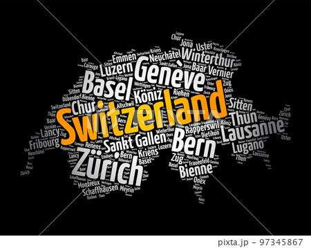 List of cities and towns in Switzerland, map word cloud collage, business and travel concept background List of cities and towns in Switzerland, map word cloud collage, business and travel concept background 97345867
