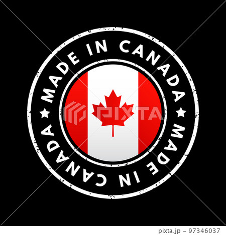 Made in Canada text emblem badge, concept background 97346037