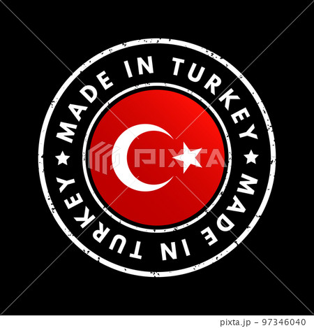 Made in Turkey text emblem badge, concept background 97346040