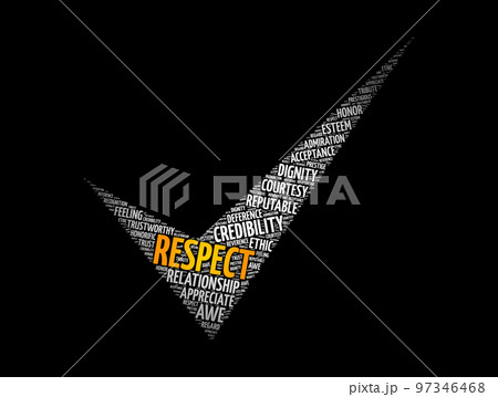 Respect check mark word cloud collage, concept background 97346468