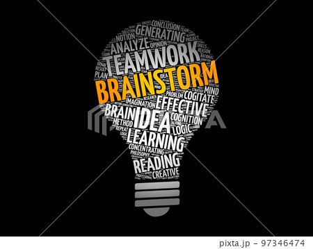 Brainstorm light bulb word cloud collage, concept background Brainstorm light bulb word cloud collage, concept background 97346474