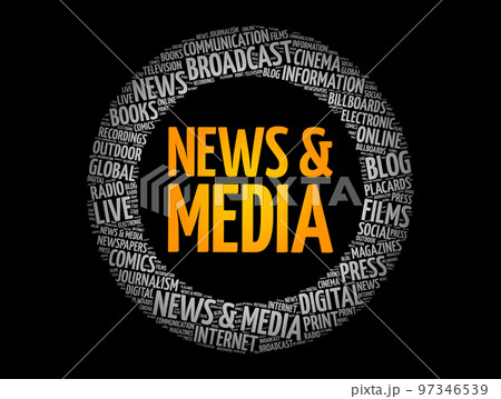 News and media circle word cloud collage, concept background News and media circle word cloud collage, concept background 97346539