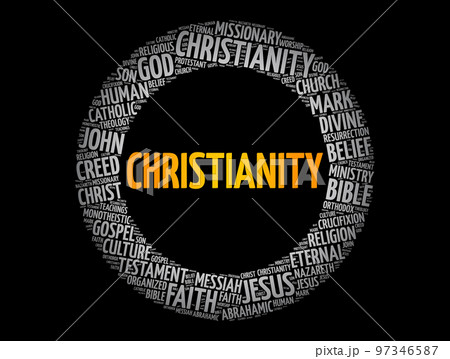 Christianity word cloud, religion concept background 97346587