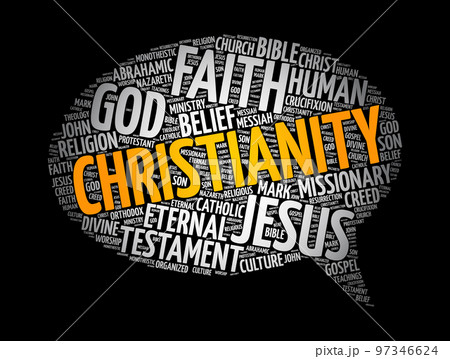 Christianity message bubble word cloud, religion concept background 97346624