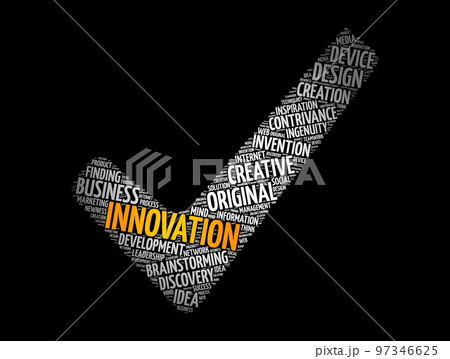 Innovation check mark word cloud collage, business concept background 97346625