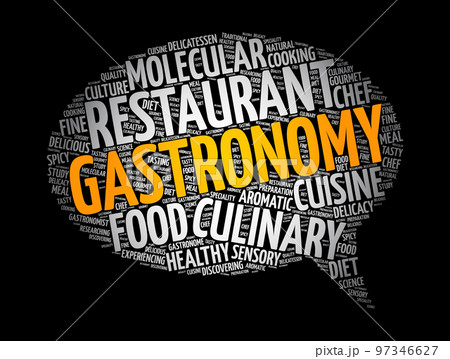 Gastronomy message bubble word cloud collage, concept background 97346627