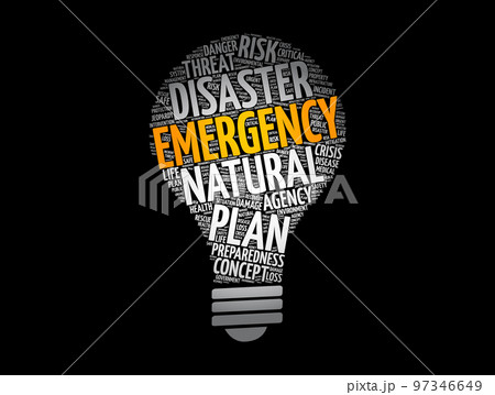 Emergency light bulb word cloud collage, healthcare concept background 97346649