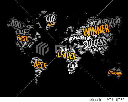 Winner word cloud in shape of world map,...のイラスト素材 [97346722] - PIXTA