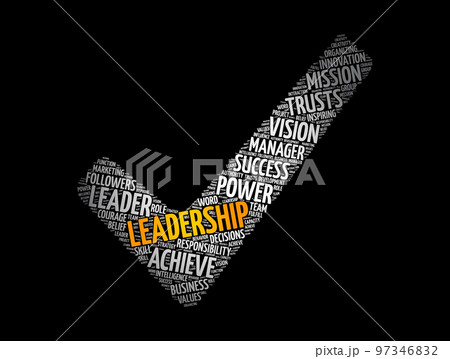 LEADERSHIP check mark word cloud collage, business concept background 97346832