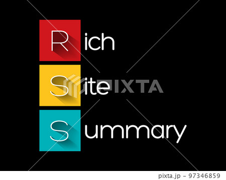 RSS - Rich Site Summary acronym, internet concept background 97346859