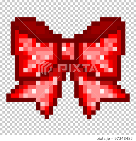 Pixel illustration of a glittery fancy red ribbon 97348483
