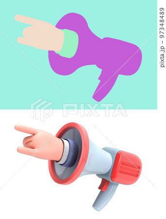 loudspeaker with hand target social media concept 3d render on white with colored alpha loudspeaker with hand target social media concept 3d render on white with colored alpha 97348489