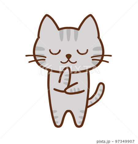 考えるかわいいグレーのトラ猫 97349907