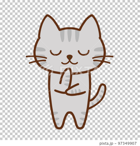 考えるかわいいグレーのトラ猫 97349907