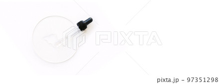Serum gel texture swatch. Transparent drop with bubbles. Face skincare product Serum gel texture swatch. Transparent drop with bubbles. Face skincare product 97351298