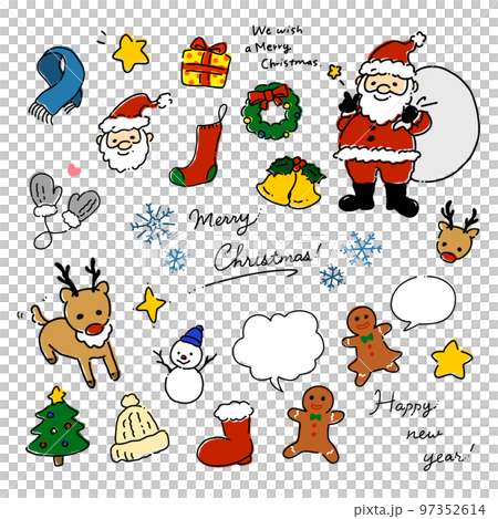 Winter christmas hand drawn icon set 97352614