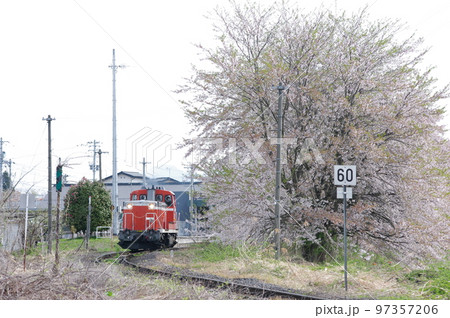 左沢線 羽前高松駅 桜と単機DE10 1649 97357206