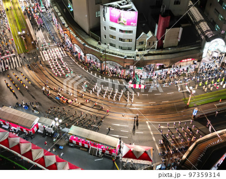 鹿児島おはら祭り前夜祭の空撮 鹿児島おはら祭り前夜祭の空撮 97359314