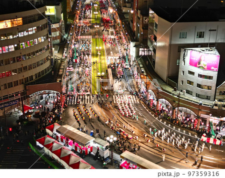 鹿児島おはら祭り前夜祭の空撮 鹿児島おはら祭り前夜祭の空撮 97359316