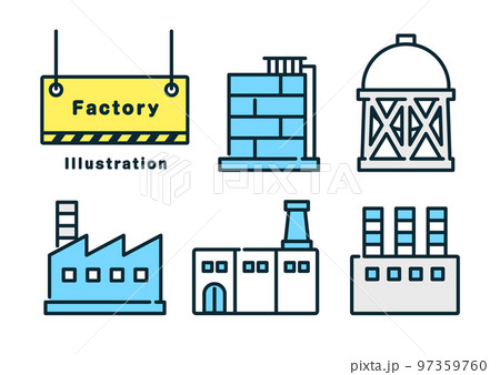 工場のベクターイラスト素材。アイコンセット。 工場のベクターイラスト素材。アイコンセット。 97359760
