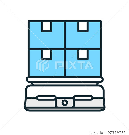 ダンボールを運ぶ無人搬送機のイラスト素材。 97359772