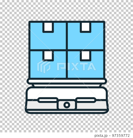 ダンボールを運ぶ無人搬送機のイラスト素材。 97359772