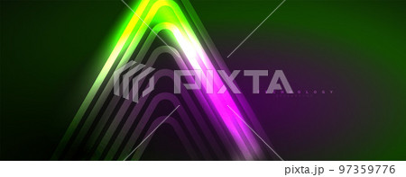 Neon glowing techno lines, hi-tech futuristic abstract background template. Vector illustration for wallpaper, banner, background, leaflet, catalog, cover, flyer 97359776