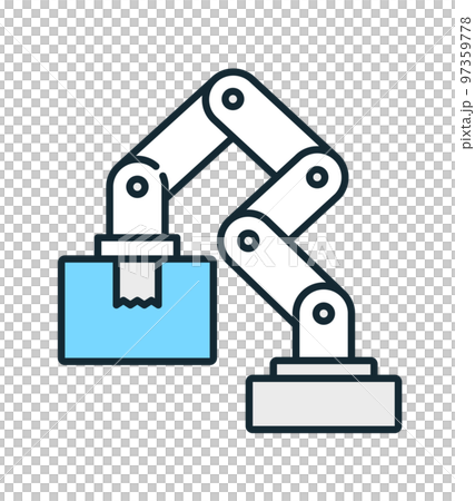 ダンボールを運ぶロボットのベクターイラスト素材。 97359778