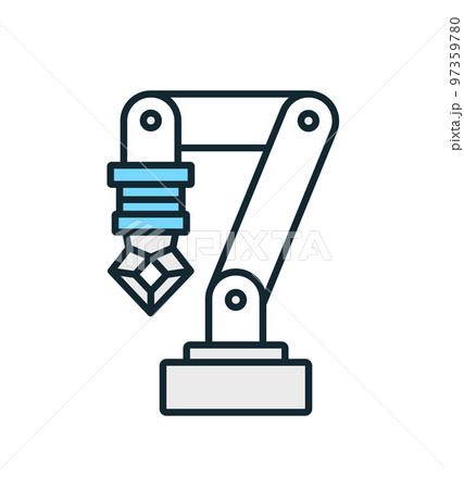 産業用ロボット。アーム型のロボットイラスト素材。 産業用ロボット。アーム型のロボットイラスト素材。 97359780