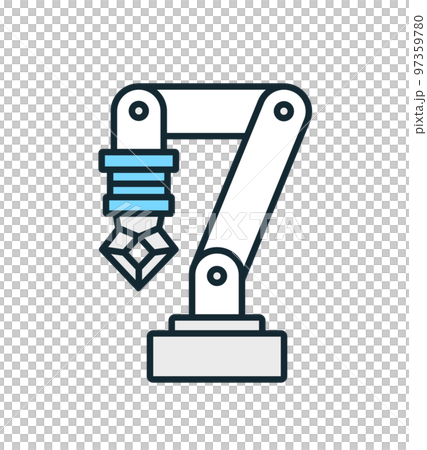 産業用ロボット。アーム型のロボットイラスト素材。 産業用ロボット。アーム型のロボットイラスト素材。 97359780