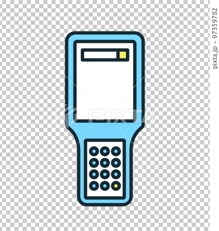 在庫管理業務を効率化するハンディターミナルのイラスト。 97359782