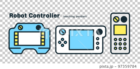 工業機器人控制器。用於教學工作的教學挂件插圖集。 97359784