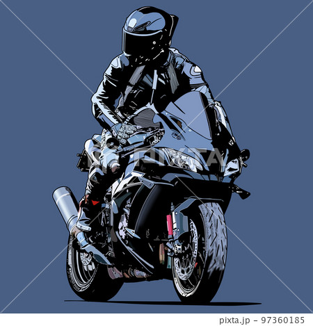 オートバイ　バイク　ライダー　シルエット　単車　レース　レーサー　男性 97360185