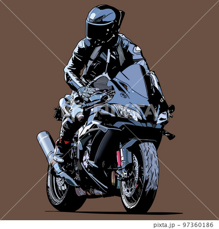 オートバイ　バイク　ライダー　シルエット　単車　レース　レーサー　男性 97360186