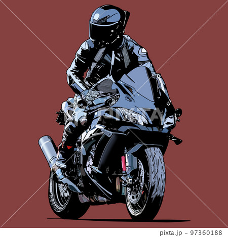 オートバイ　バイク　ライダー　シルエット　単車　レース　レーサー　男性 97360188