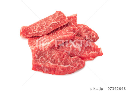 国産牛バラカルビ焼肉用、甲州ワインビーフ【白背景・切り抜き】 97362048