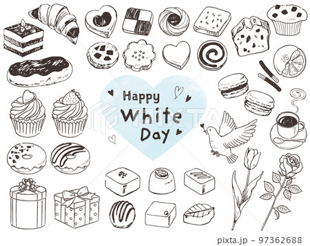 オシャレなホワイトデーセット手描き 97362688