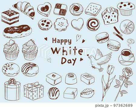 オシャレなホワイトデーセット手描き 97362689