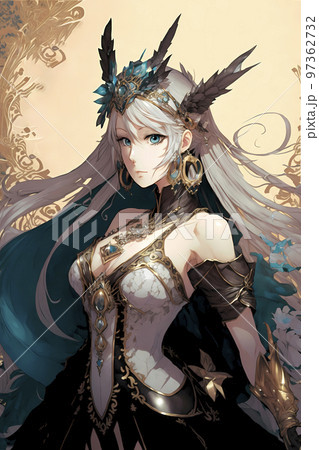 anime girl with silver hair and gold eyes